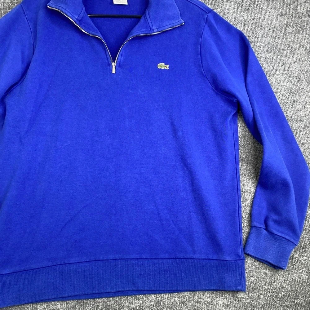 Lacoste Mens Quarter Zip Pullover Sweatshirt Blue Size 5 Large Crocodile Logo - Picture 3 of 9
